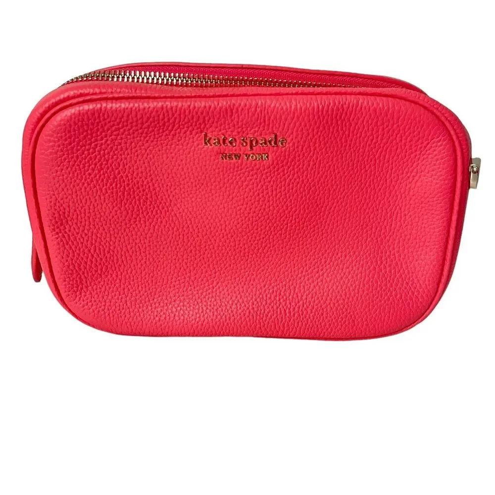 Kate Spade Peach Melba Pink Leather Camera Bag Crossbody With Matching KS Wallet